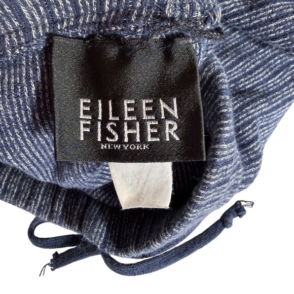 Eileen Fisher 90s Cotton Rib Knit Two Piece Set Top & Pants Blue Women's S 8USA - Picture 6 of 11